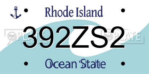 392ZS2 Rhode Island License Plate