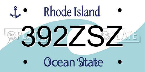392ZSZ Rhode Island License Plate