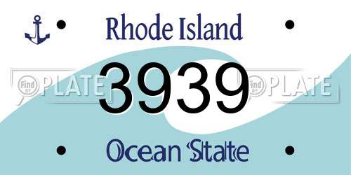 3939 Rhode Island License Plate