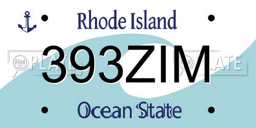 393ZIM Rhode Island License Plate