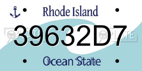 39632D7 Rhode Island License Plate
