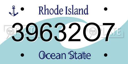 39632O7 Rhode Island License Plate