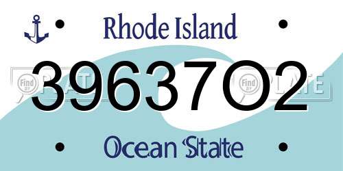 39637O2 Rhode Island License Plate