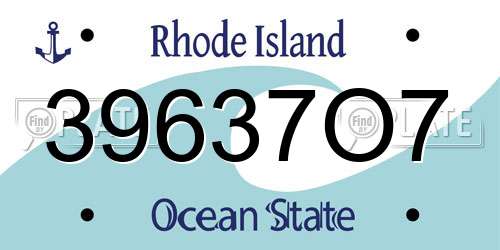 39637O7 Rhode Island License Plate