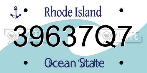 39637Q7 Rhode Island License Plate