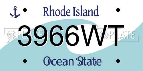 3966WT Rhode Island License Plate