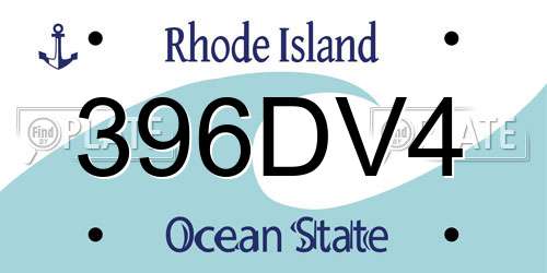 396DV4 Rhode Island License Plate
