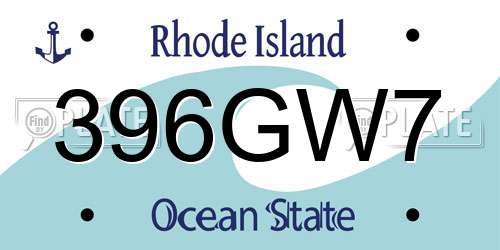 396GW7 Rhode Island License Plate