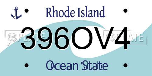 396OV4 Rhode Island License Plate