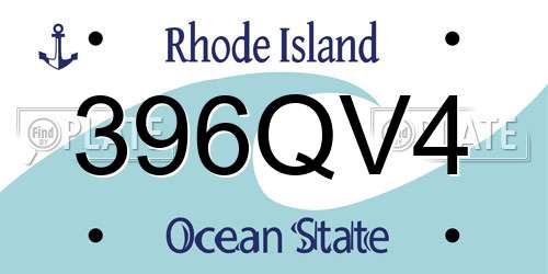 396QV4 Rhode Island License Plate