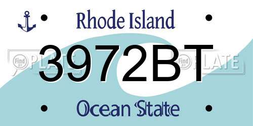 3972BT Rhode Island License Plate