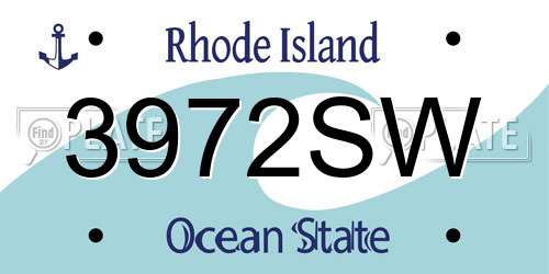 3972SW Rhode Island License Plate