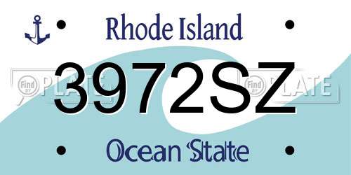 3972SZ Rhode Island License Plate