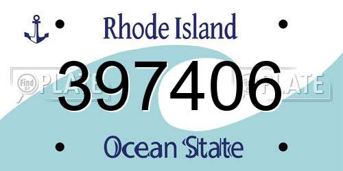 397406 Rhode Island License Plate