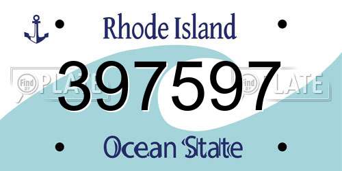 397597 Rhode Island License Plate