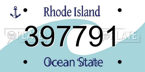 397791 Rhode Island License Plate