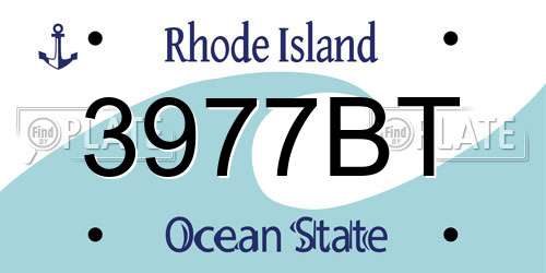 3977BT Rhode Island License Plate