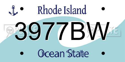 3977BW Rhode Island License Plate