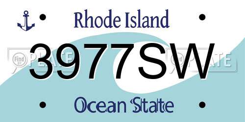 3977SW Rhode Island License Plate