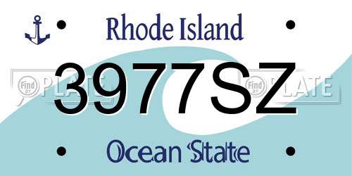 3977SZ Rhode Island License Plate