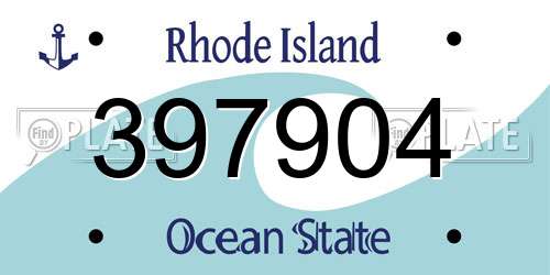 397904 Rhode Island License Plate
