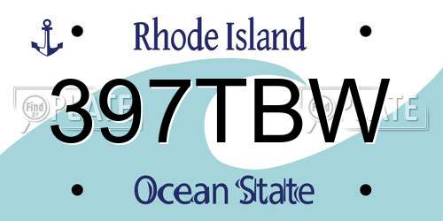397TBW Rhode Island License Plate