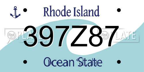 397Z87 Rhode Island License Plate