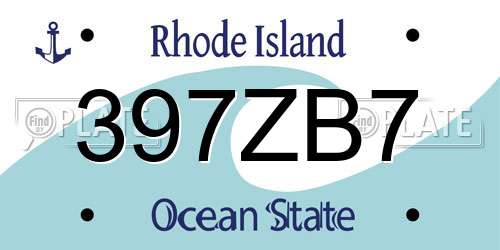 397ZB7 Rhode Island License Plate