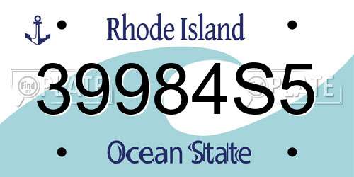 39984S5 Rhode Island License Plate