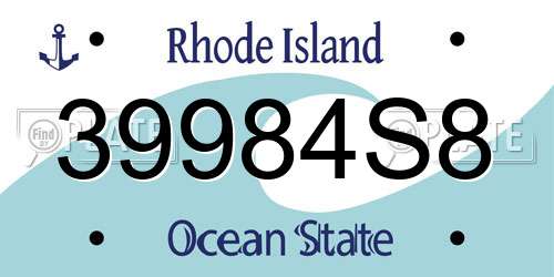 39984S8 Rhode Island License Plate