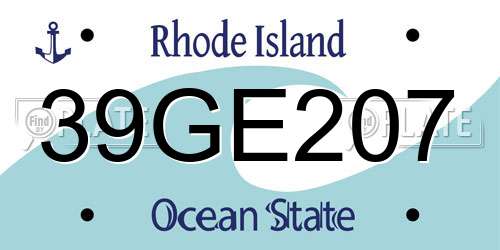 39GE207 Rhode Island License Plate