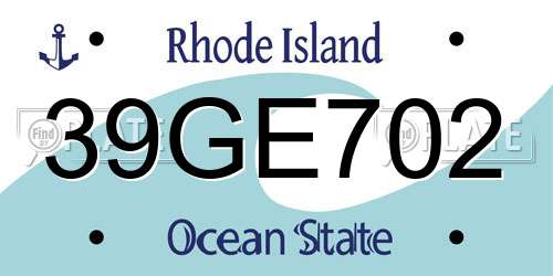 39GE702 Rhode Island License Plate