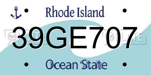 39GE707 Rhode Island License Plate