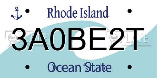 3A0BE2T Rhode Island License Plate