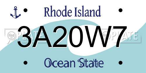 3A20W7 Rhode Island License Plate