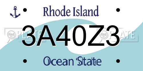 3A40Z3 Rhode Island License Plate