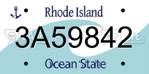 3A59842 Rhode Island License Plate