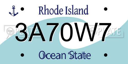 3A70W7 Rhode Island License Plate