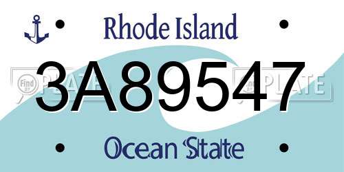 3A89547 Rhode Island License Plate