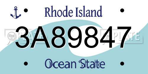 3A89847 Rhode Island License Plate