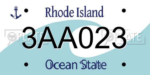 3AA023 Rhode Island License Plate