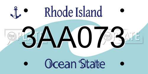 3AA073 Rhode Island License Plate