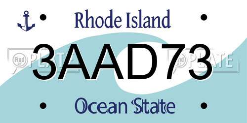 3AAD73 Rhode Island License Plate