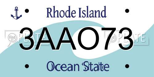 3AAO73 Rhode Island License Plate