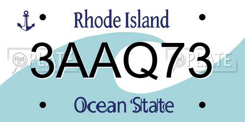3AAQ73 Rhode Island License Plate
