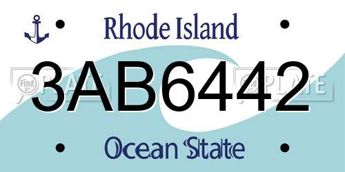 3AB6442 Rhode Island License Plate