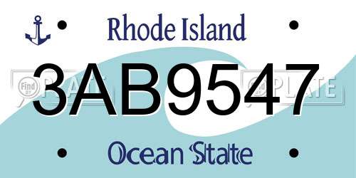 3AB9547 Rhode Island License Plate