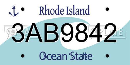 3AB9842 Rhode Island License Plate