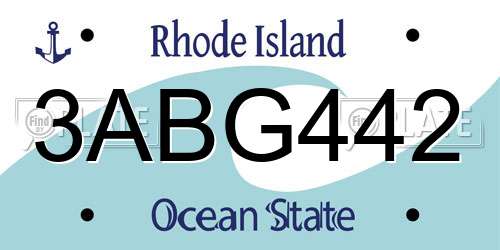 3ABG442 Rhode Island License Plate