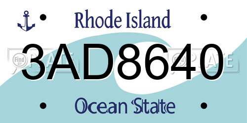 3AD8640 Rhode Island License Plate